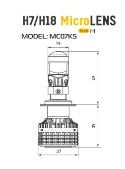 MTF Light Micro LENS H7/H18 12/24V 55W 4000LM, 6000K