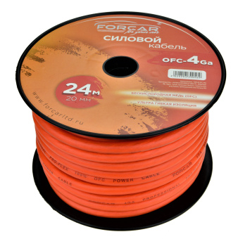 FORCAR OFC-4Ga силовой кабель 4Ga/20мм2 (бухта 24 метра )  чистая медь, красный